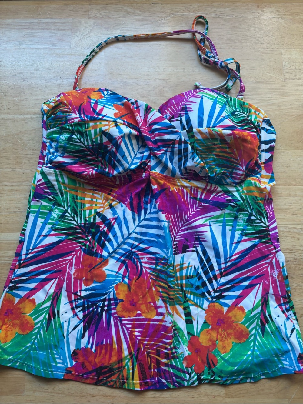 Kids Tropical Print Swim Tankini Top - Multicolor